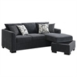 Pemberly Row Upholstered Sleeper Sectional Chaise Sofa in Dark Grey