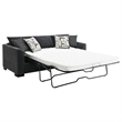 Pemberly Row Upholstered Sleeper Sectional Chaise Sofa in Dark Grey