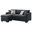 Pemberly Row Upholstered Sleeper Sectional Chaise Sofa in Dark Grey