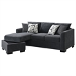 Pemberly Row Upholstered Sleeper Sectional Chaise Sofa in Dark Grey