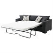 Pemberly Row Upholstered Sleeper Sectional Chaise Sofa in Dark Grey