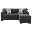 Pemberly Row Upholstered Sleeper Sectional Chaise Sofa in Dark Grey