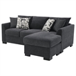 Pemberly Row Upholstered Sleeper Sectional Chaise Sofa in Dark Grey