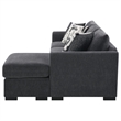 Pemberly Row Upholstered Sleeper Sectional Chaise Sofa in Dark Grey