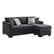 Pemberly Row Upholstered Sleeper Sectional Chaise Sofa in Dark Grey