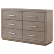 Pemberly Row 6-drawer Dresser with Chrome Bar Pulls in Barley Brown