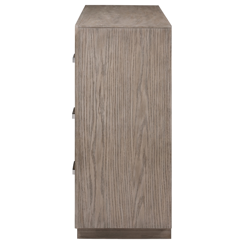 Pemberly Row 6-drawer Dresser with Chrome Bar Pulls in Barley Brown