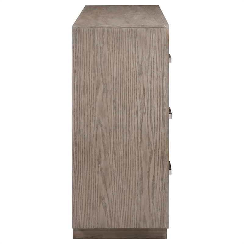 Pemberly Row 6-drawer Dresser with Chrome Bar Pulls in Barley Brown