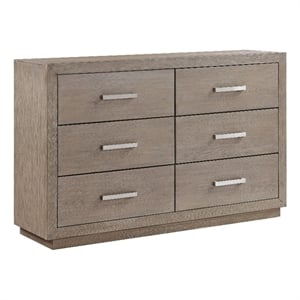 Pemberly Row 6-drawer Dresser with Chrome Bar Pulls in Barley Brown