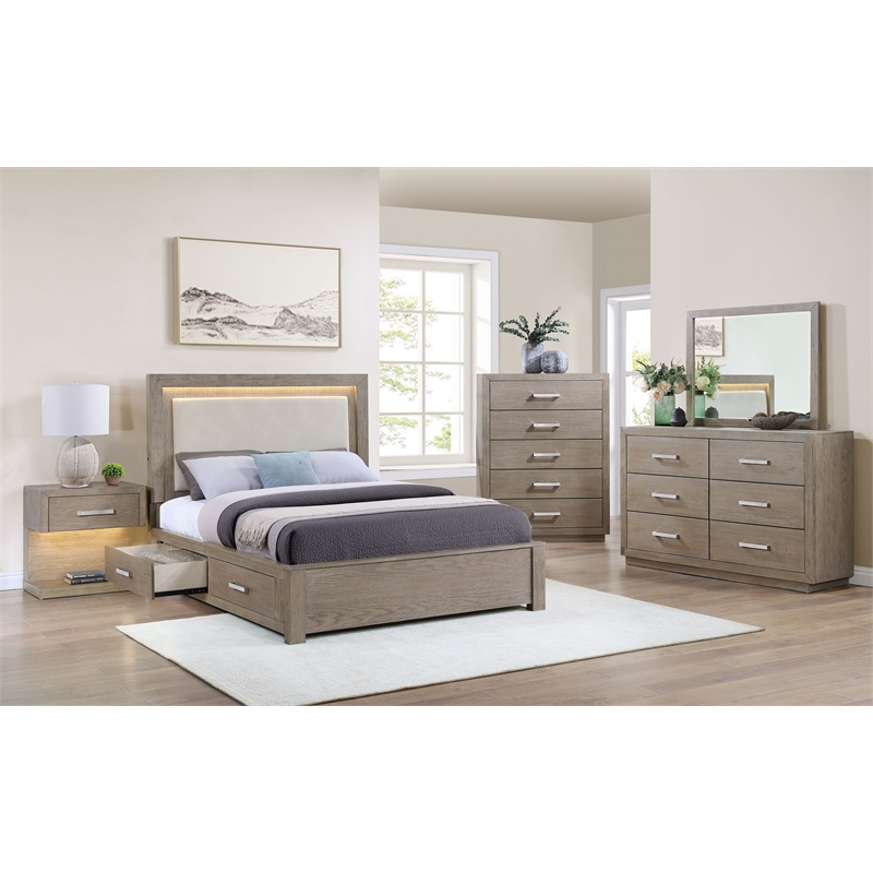 Pemberly Row 6-drawer Dresser and Framed Mirror Set in Barley Brown
