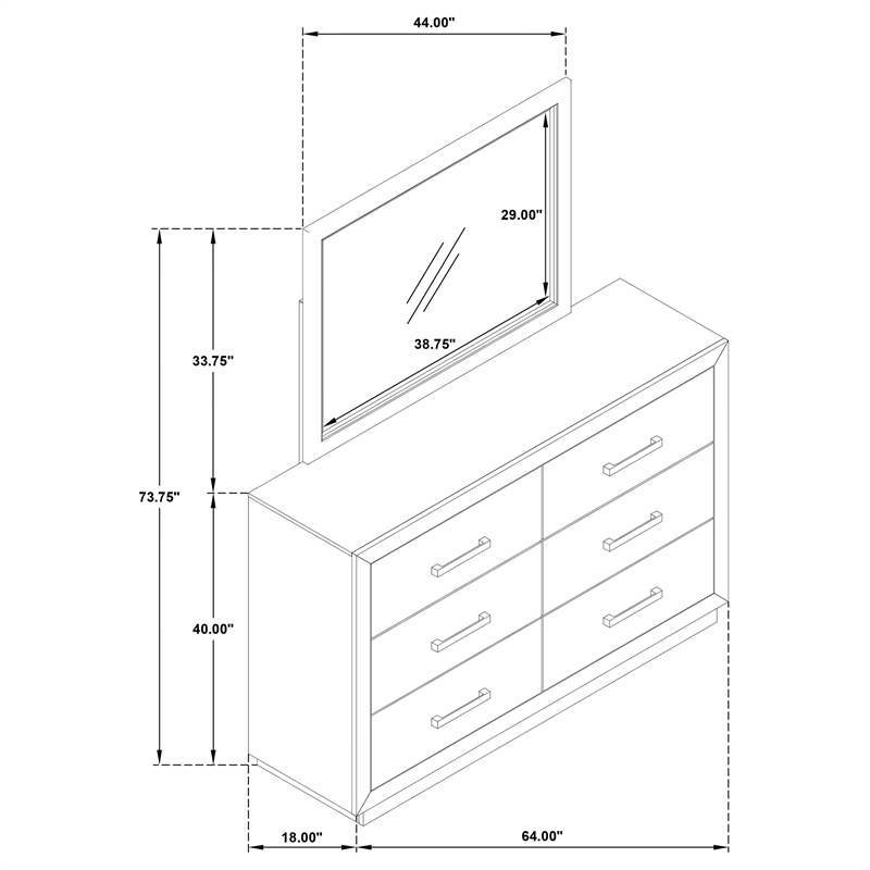 Pemberly Row 6-drawer Dresser and Framed Mirror Set in Barley Brown
