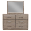 Pemberly Row 6-drawer Dresser and Framed Mirror Set in Barley Brown