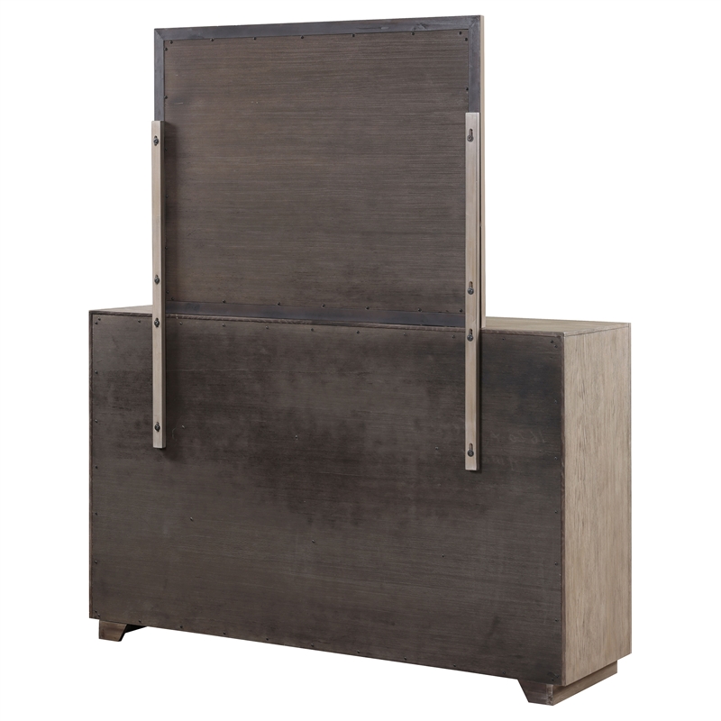 Pemberly Row 6-drawer Dresser and Framed Mirror Set in Barley Brown
