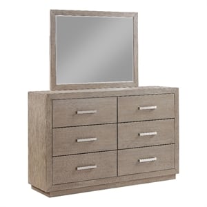 Pemberly Row 6-drawer Dresser and Framed Mirror Set in Barley Brown