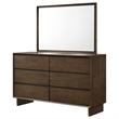 Pemberly Row 6-drawer Dresser and Beveled Mirror Set in Warm Brown