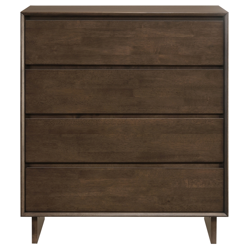 Pemberly Row Solid Wood 4-drawer Chest of Drawers in Warm Brown