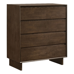 Pemberly Row Solid Wood 4-drawer Chest of Drawers in Warm Brown