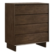 Pemberly Row Solid Wood 4-drawer Chest of Drawers in Warm Brown