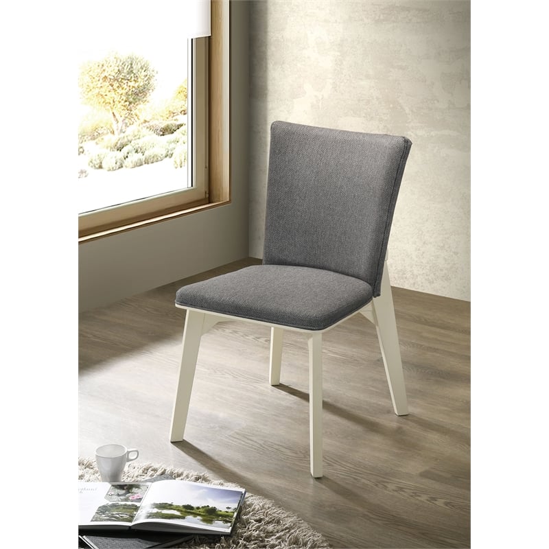 Pemberly Row Upholstered Fabric Dining Side Chair Set of 2 in Grey