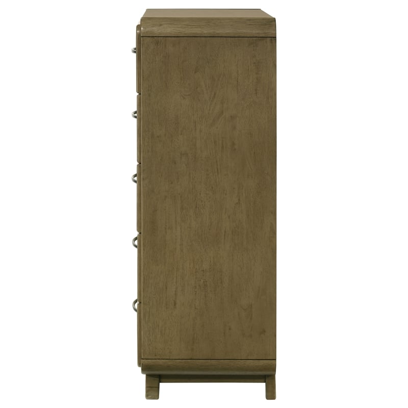Pemberly Row Solid Rubberwood 5-drawer Chest of Drawers in Nutmeg