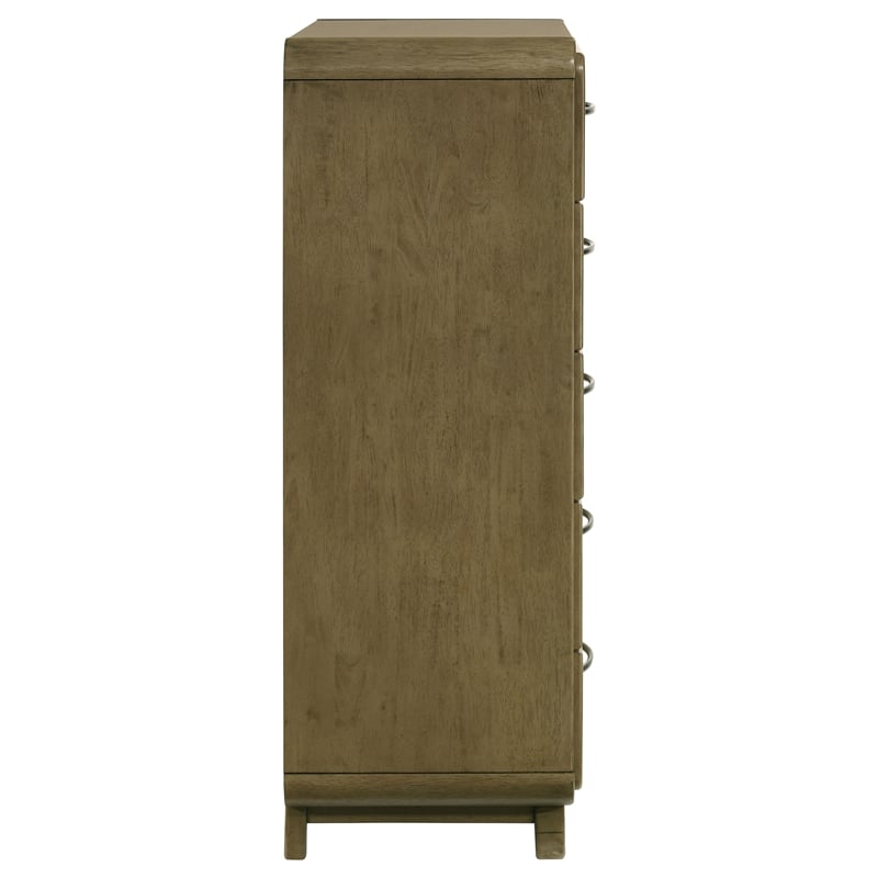 Pemberly Row Solid Rubberwood 5-drawer Chest of Drawers in Nutmeg