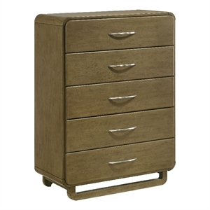Pemberly Row Solid Rubberwood 5-drawer Chest of Drawers in Nutmeg