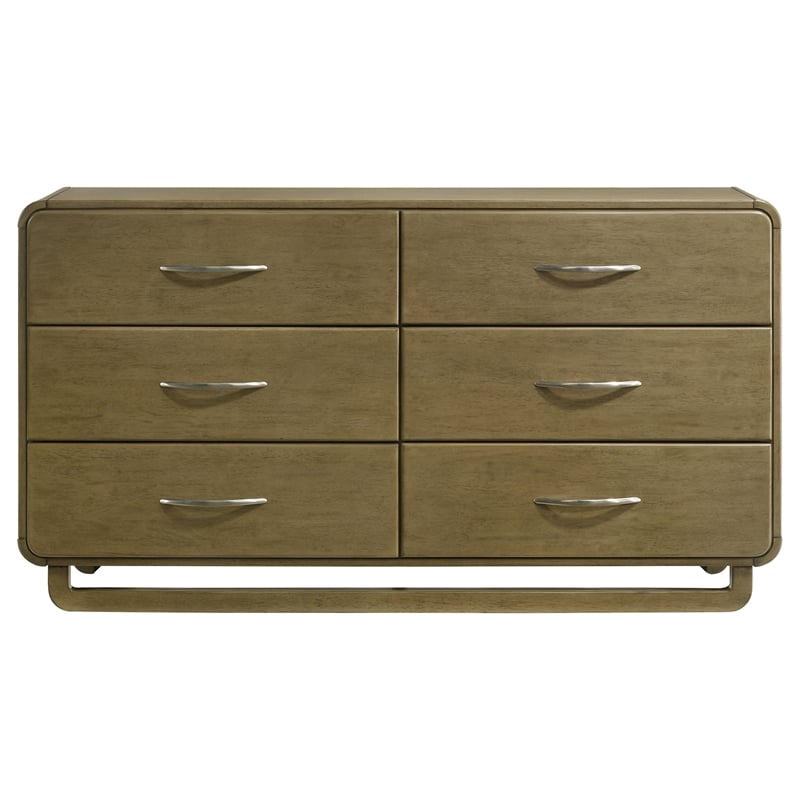 Pemberly Row Solid Rubberwood 6-drawer Dresser Cabinet in Nutmeg