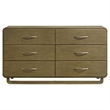 Pemberly Row Solid Rubberwood 6-drawer Dresser Cabinet in Nutmeg