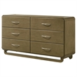 Pemberly Row Solid Rubberwood 6-drawer Dresser Cabinet in Nutmeg