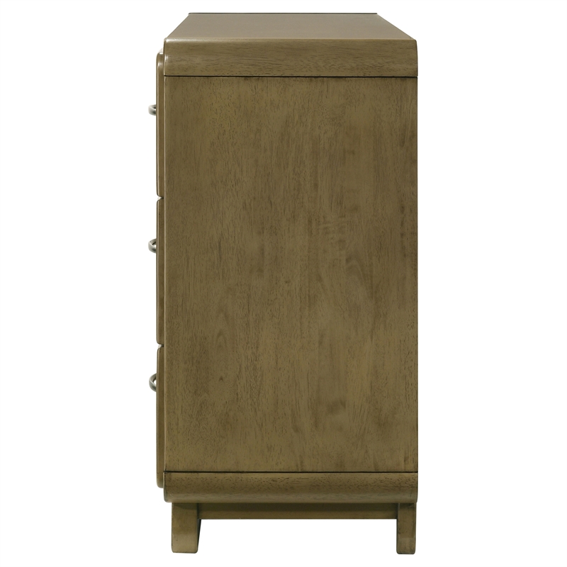 Pemberly Row Solid Rubberwood 6-drawer Dresser Cabinet in Nutmeg