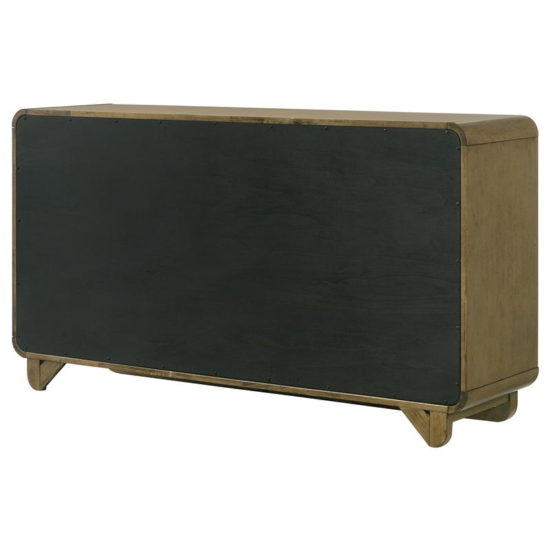 Pemberly Row Solid Rubberwood 6-drawer Dresser Cabinet in Nutmeg