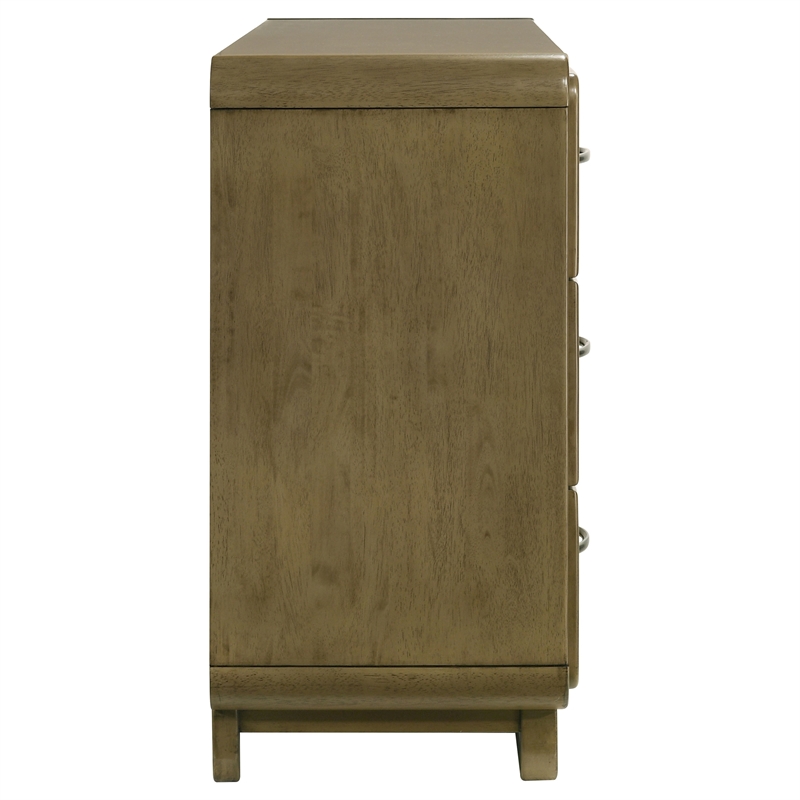 Pemberly Row Solid Rubberwood 6-drawer Dresser Cabinet in Nutmeg