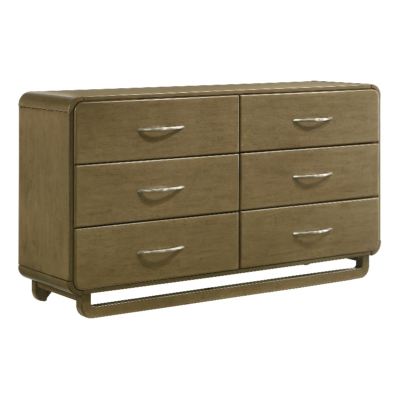 Pemberly Row Solid Rubberwood 6-drawer Dresser Cabinet in Nutmeg
