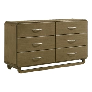 Pemberly Row Solid Rubberwood 6-drawer Dresser Cabinet in Nutmeg