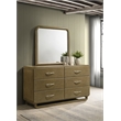 Pemberly Row Solid Rubberwood 6-drawer Dresser and Mirror in Nutmeg