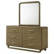 Pemberly Row Solid Rubberwood 6-drawer Dresser and Mirror in Nutmeg