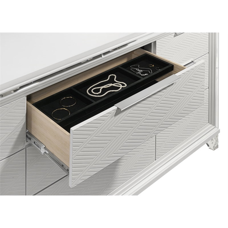 Pemberly Row 9-drawer Dresser Cabinet with Acrylic Legs in White