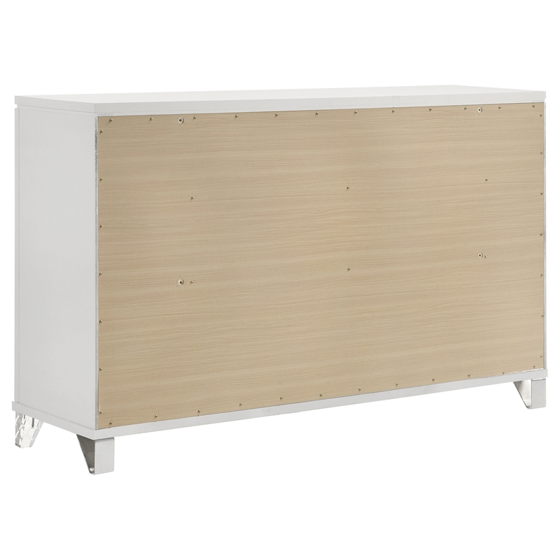 Pemberly Row 9-drawer Dresser Cabinet with Acrylic Legs in White