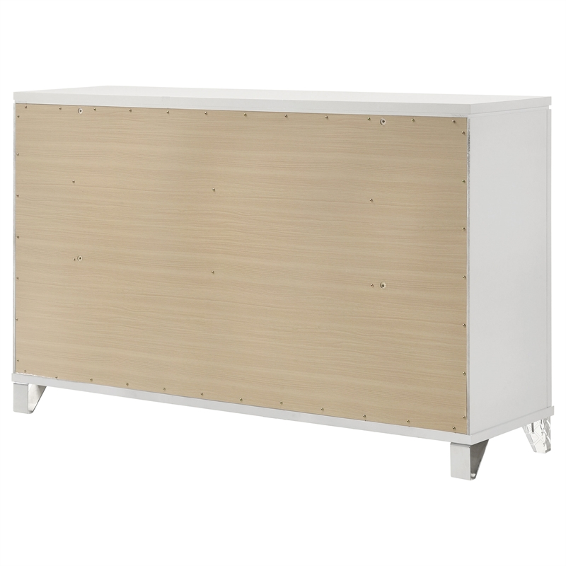 Pemberly Row 9-drawer Dresser Cabinet with Acrylic Legs in White