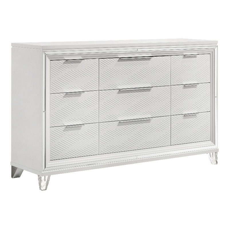 Pemberly Row 9-drawer Dresser Cabinet with Acrylic Legs in White
