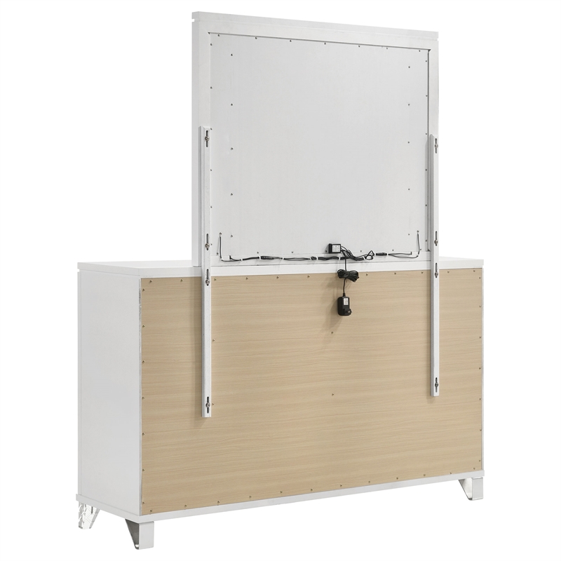 Pemberly Row 9-drawer Dresser and Touch LED Mirror Set in White