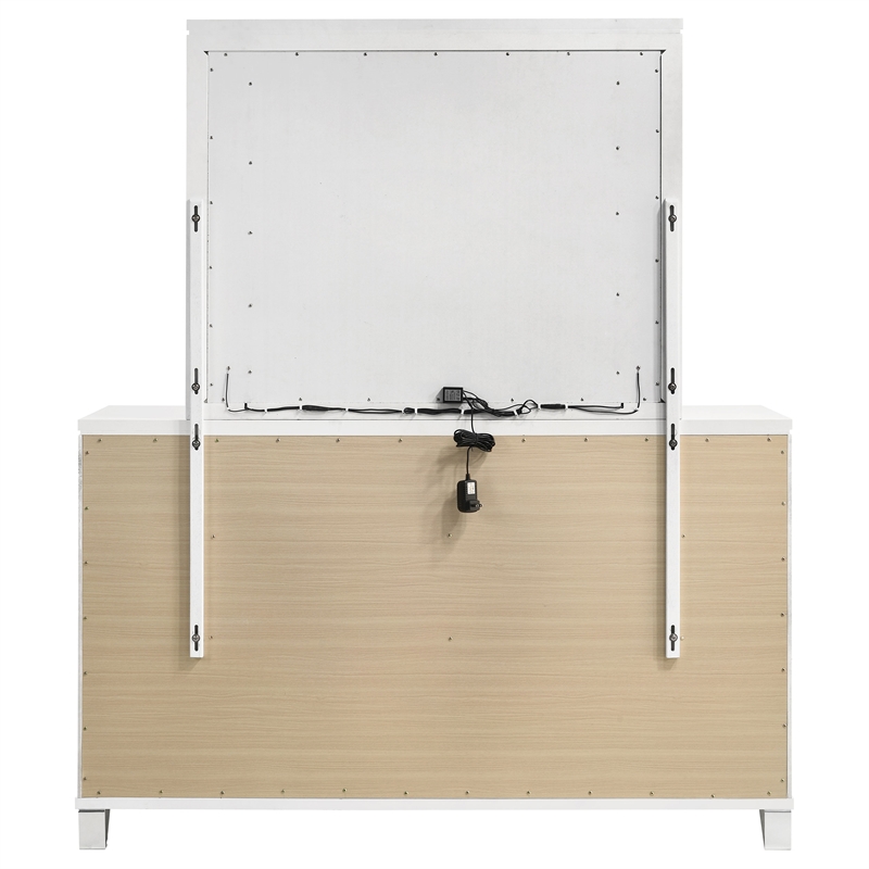 Pemberly Row 9-drawer Dresser and Touch LED Mirror Set in White