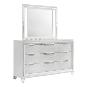 Pemberly Row 9-drawer Dresser and Touch LED Mirror Set in White