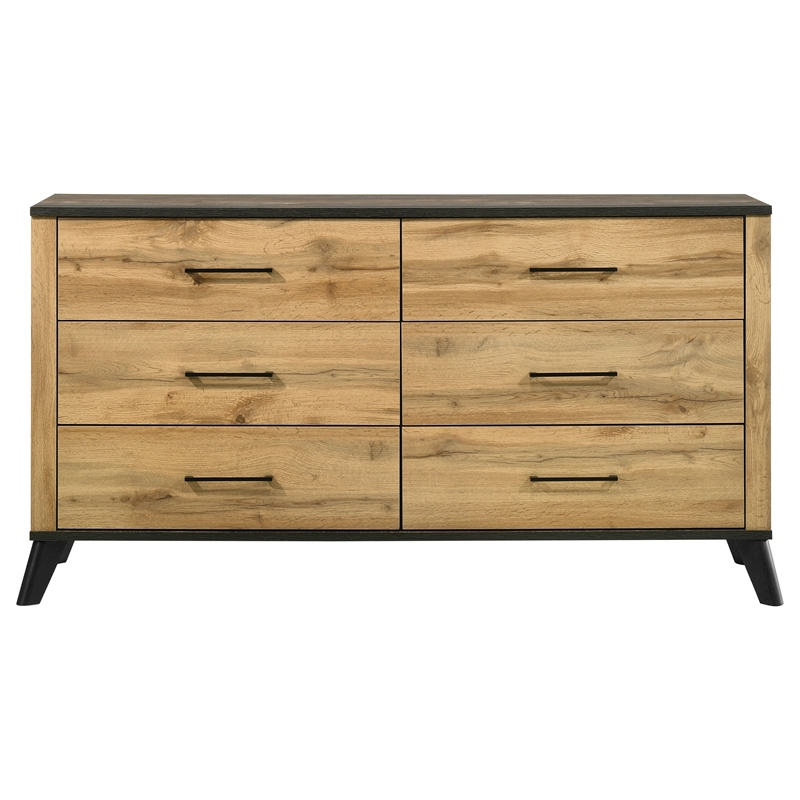 Pemberly Row 6-drawer Wood Grain Dresser Cabinet in Natural Pine