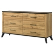 Pemberly Row 6-drawer Wood Grain Dresser Cabinet in Natural Pine