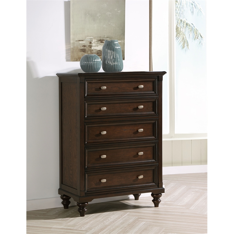 Pemberly Row 5-drawer Chest of Drawers with Dovetail Joinery in Dark Oak