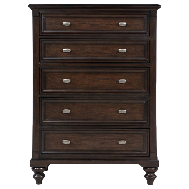 Pemberly Row 5-drawer Chest of Drawers with Dovetail Joinery in Dark Oak