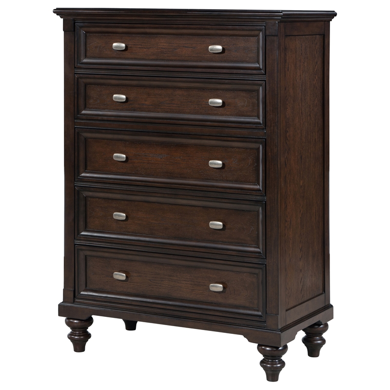Pemberly Row 5-drawer Chest of Drawers with Dovetail Joinery in Dark Oak