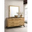 Pemberly Row 6-drawer Wood Grain Dresser and Mirror in Natural Pine