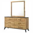 Pemberly Row 6-drawer Wood Grain Dresser and Mirror in Natural Pine